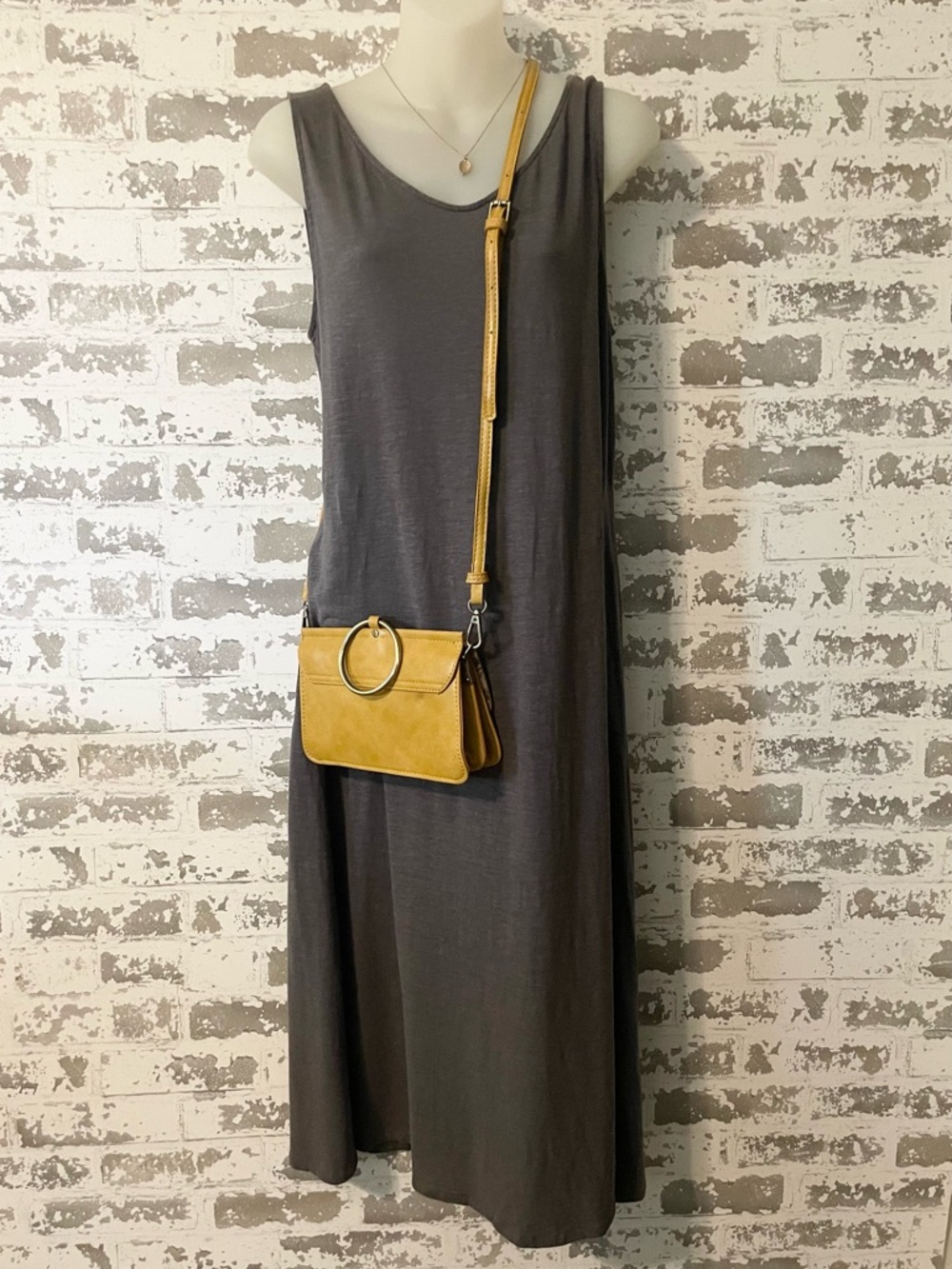 Eileen Fisher Hemp Organic Cotton Midi Dress Gray Sleeveless A Line Minimalist S